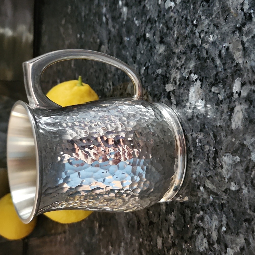 Silver Hammered Metal Mug